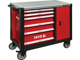 Skříňka dílenská pojízdná 6 zásuvek +zavírací skříň červená Yato YT-09002 - POUZE OSOBNÍ ODBĚR NA PRODEJNĚ V NEHVIZDECH